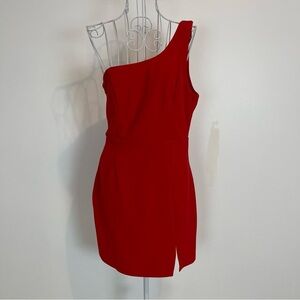 NWT Princess Polly Monique Red Mini Dress one shoulder slit SZ 8 sexy night out